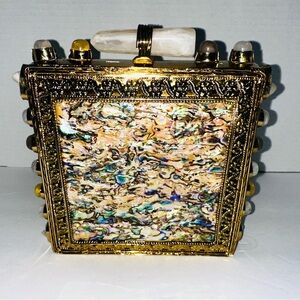 NEW Ramla Prestige Gold Multicolor Box Clutch